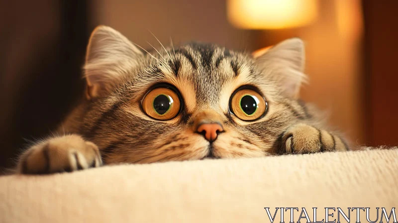 Adorable Tabby Cat with Expressive Eyes AI Image