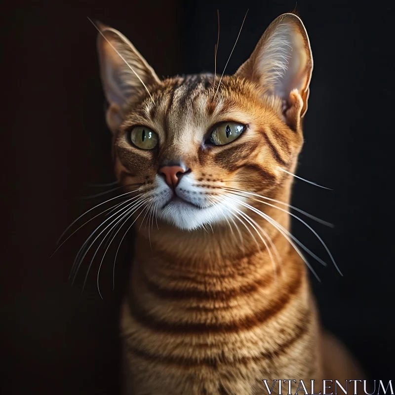 Green-Eyed Cat Close-Up AI Image