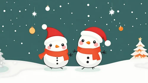 Charming Holiday Snowmen Illustration