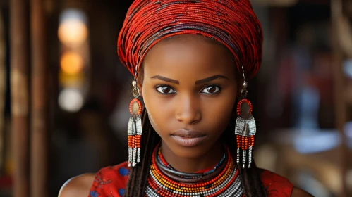 African Woman in Traditional Attire Posing for Picture