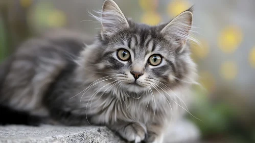 Cute Fluffy Kitten with Grey Fur