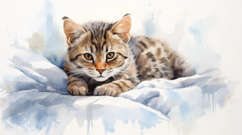 Young Cat in Watercolor