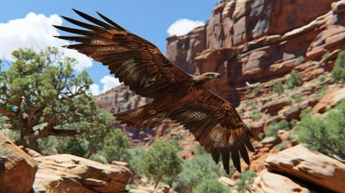 Golden Eagle in Flight Over Canyon - A Captivating Nature Photograph