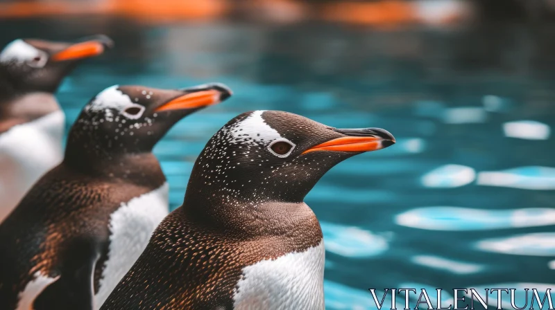 Graceful Encounter: Captivating Image of Penguins in Harmonious Waters AI Image