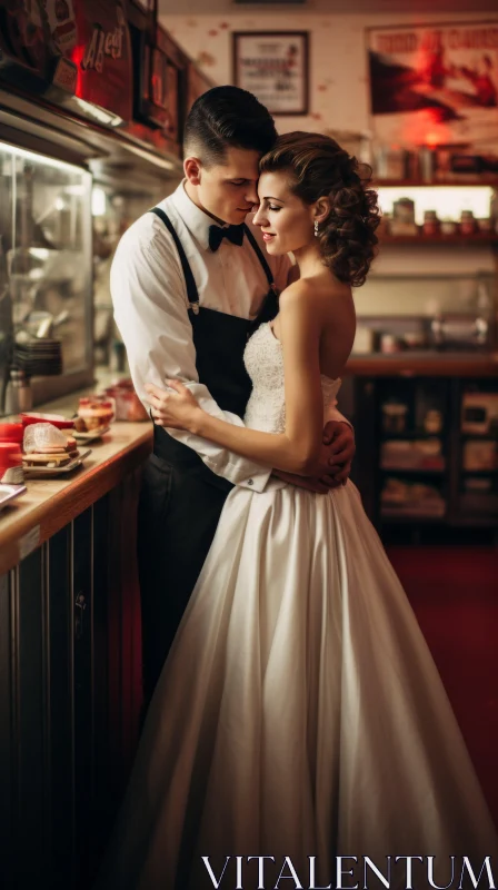 Romantic Wedding Photography: Love and Romance in Retro-Glamour Setting AI Image