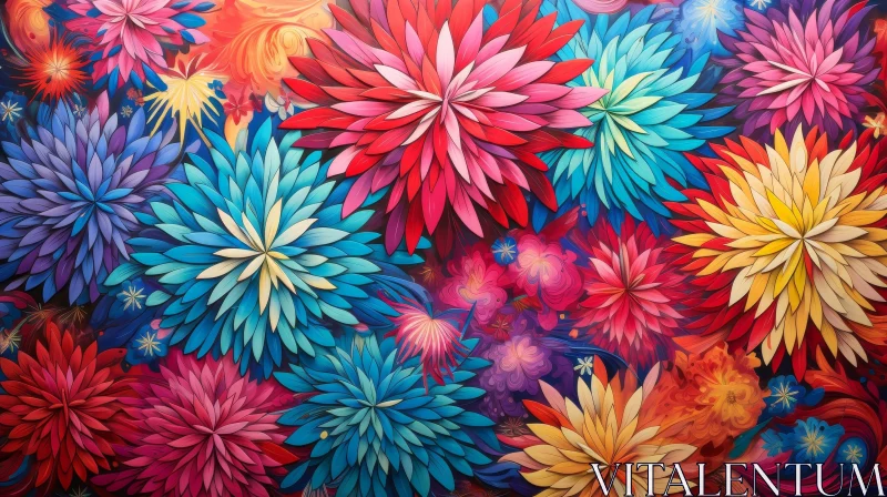 Serene Floral Pattern in Vibrant Colors AI Image