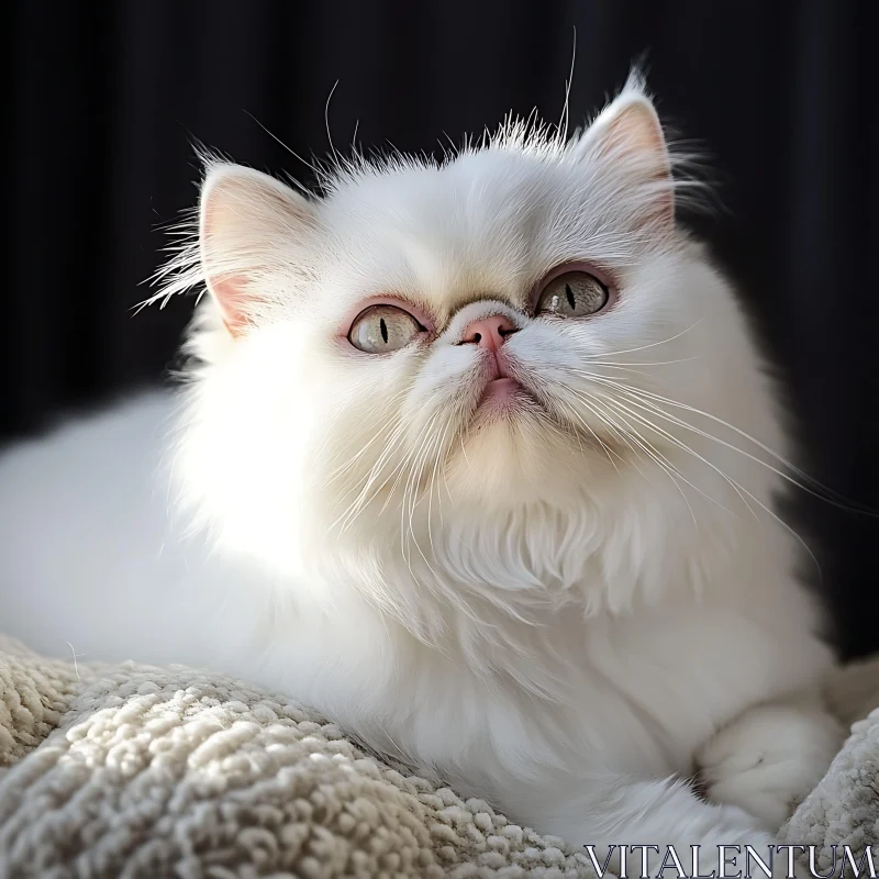 White Persian Cat Portrait AI Image