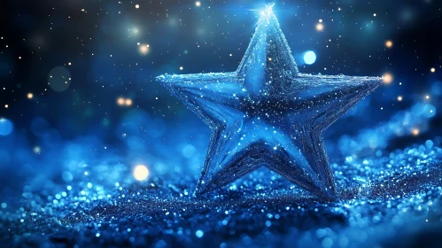 Glowing Translucent Star in Dreamy Blue Setting