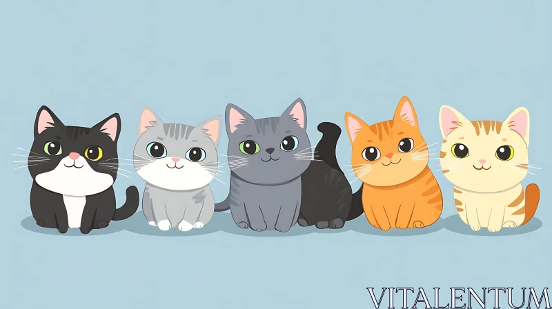 Adorable Cartoon Feline Friends AI Image