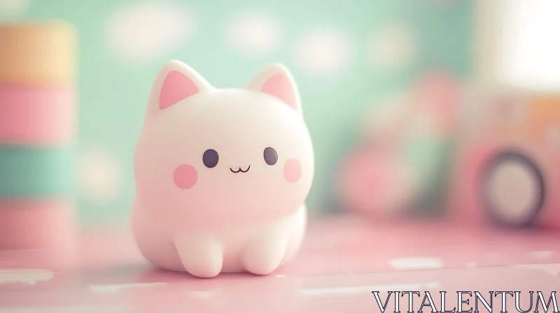 Charming Pastel Cat Figurine AI Image