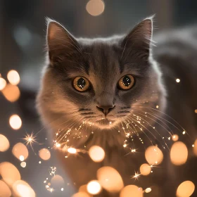 Magical Cat Portrait with Sparkling Whiskers