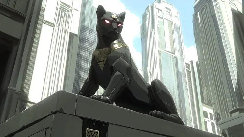 Modern Urban Panther Sculpture