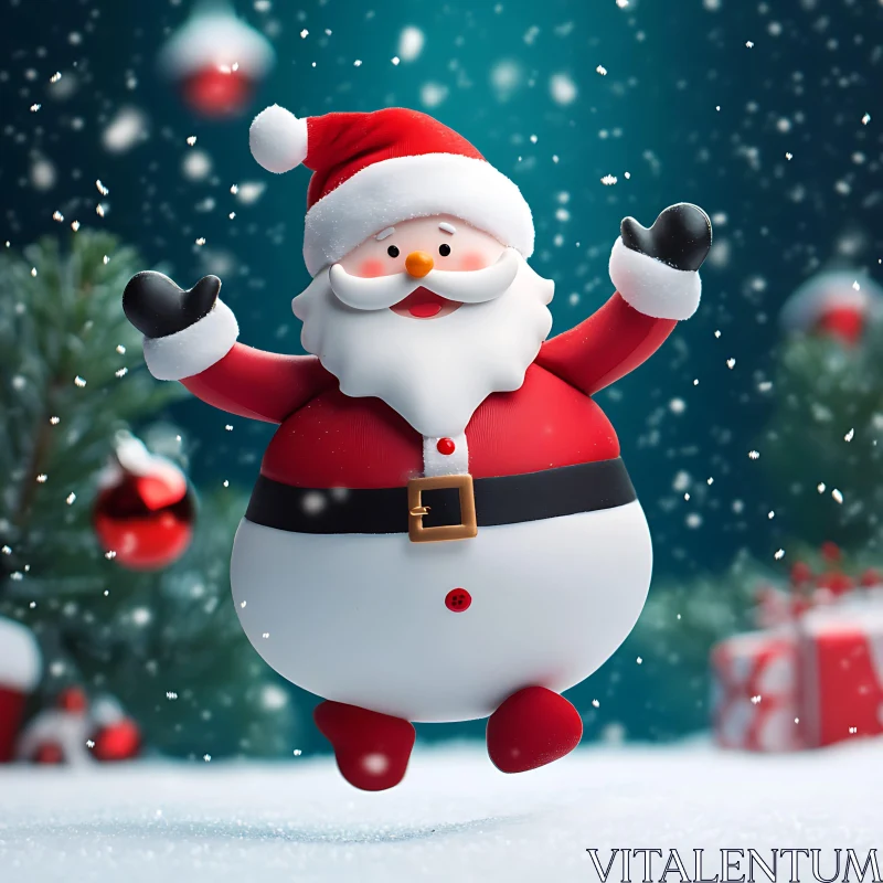 Festive Santa Claus Surrounded by Christmas Cheer AI Image