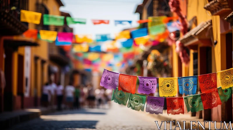 Captivating Mexican Culture Image - Colorful Flags in San Maya, Mexico AI Image