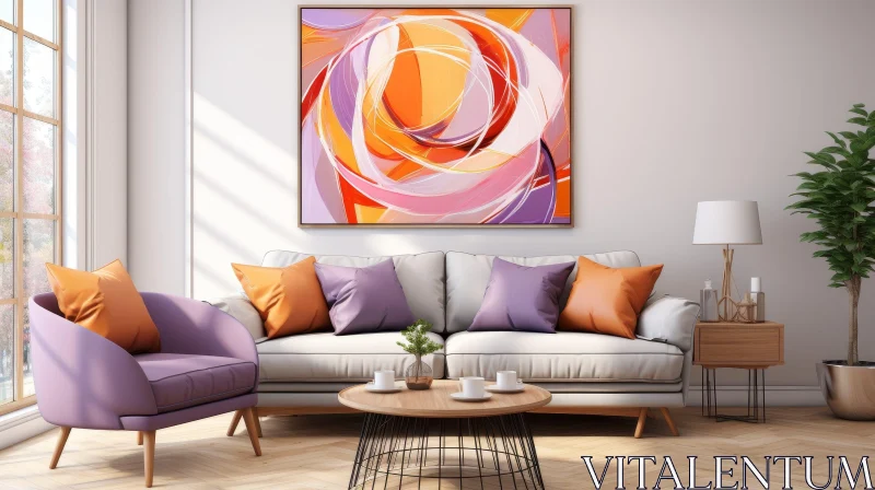 AI ART Colorful Painting in Living Room