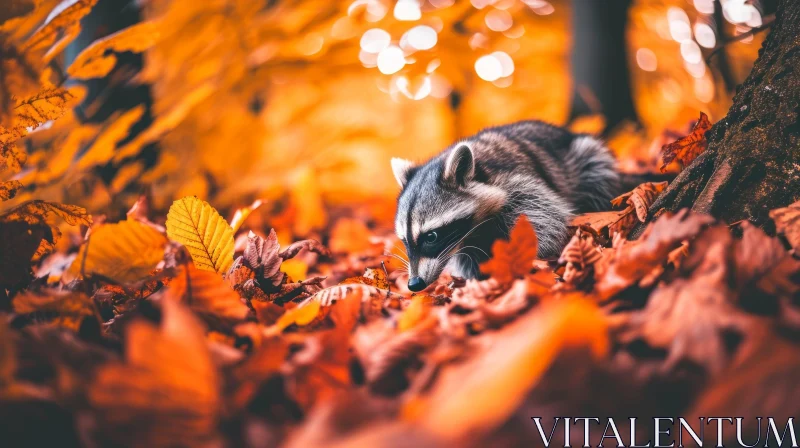 Fall Raccoon: A Captivating Image of Nature's Beauty AI Image