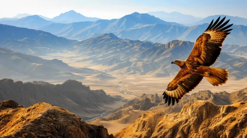 Golden Eagle Soaring Above Majestic Mountains