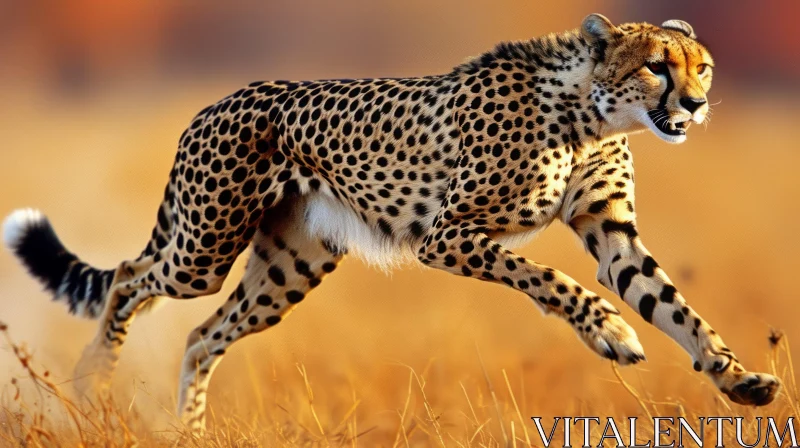 Graceful Cheetah Running in the Savanna AI Image