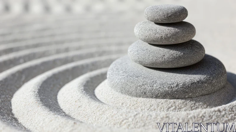 Tranquil Zen Garden with Stacked Stones AI Image