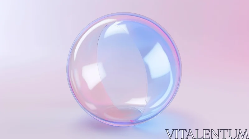 Transparent Iridescent Sphere on Pink Background AI Image