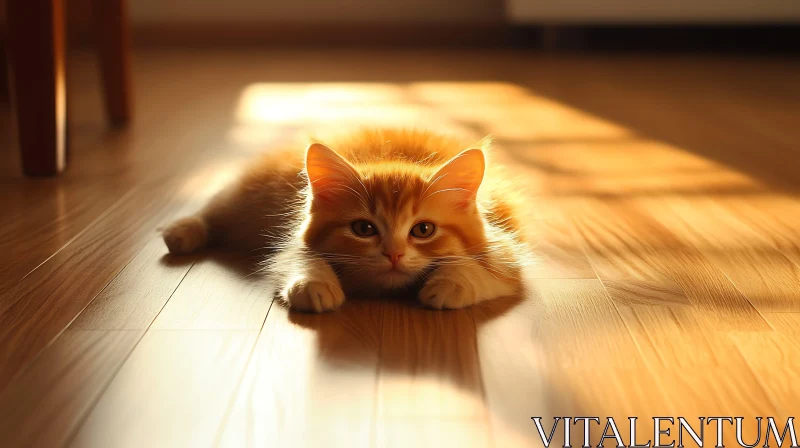 Fluffy Kitten Relaxing in Warm Sunbeams