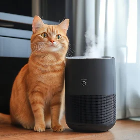 Tabby Cat with Air Purifier