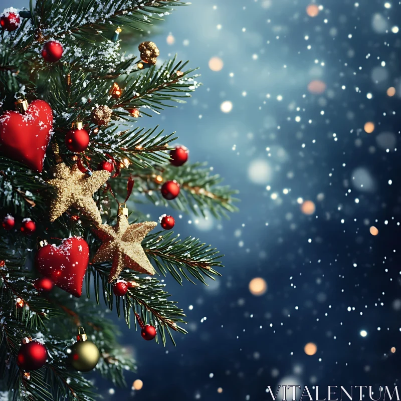 Holiday Tree Decorations with Snowfall