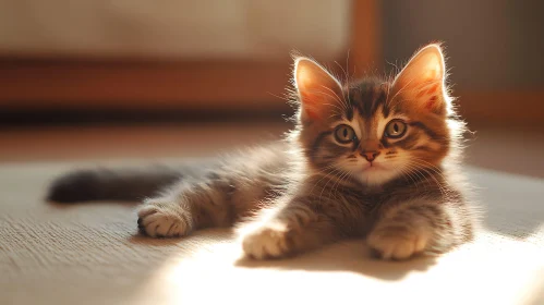 Charming Kitten in Warm Sunlight