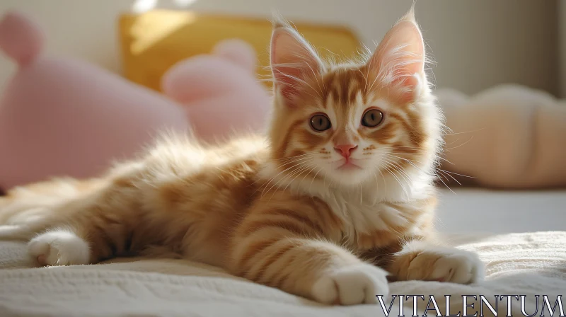 Ginger Kitten Lounging in Sunlight
