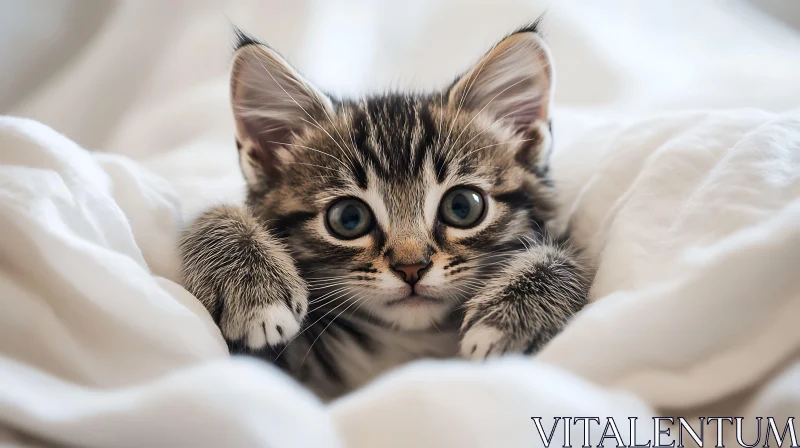 Cute Kitten Snuggled in a Blanket