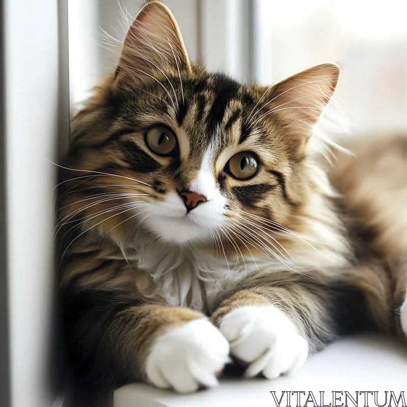 Close-Up of a Relaxed Fluffy Cat