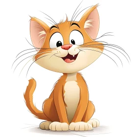 Playful Cartoon Cat with Expressive Features