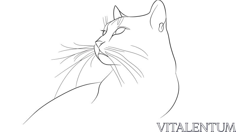 Graceful Cat Outline Sketch