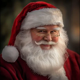 Jolly Santa Claus with White Beard and Glasses