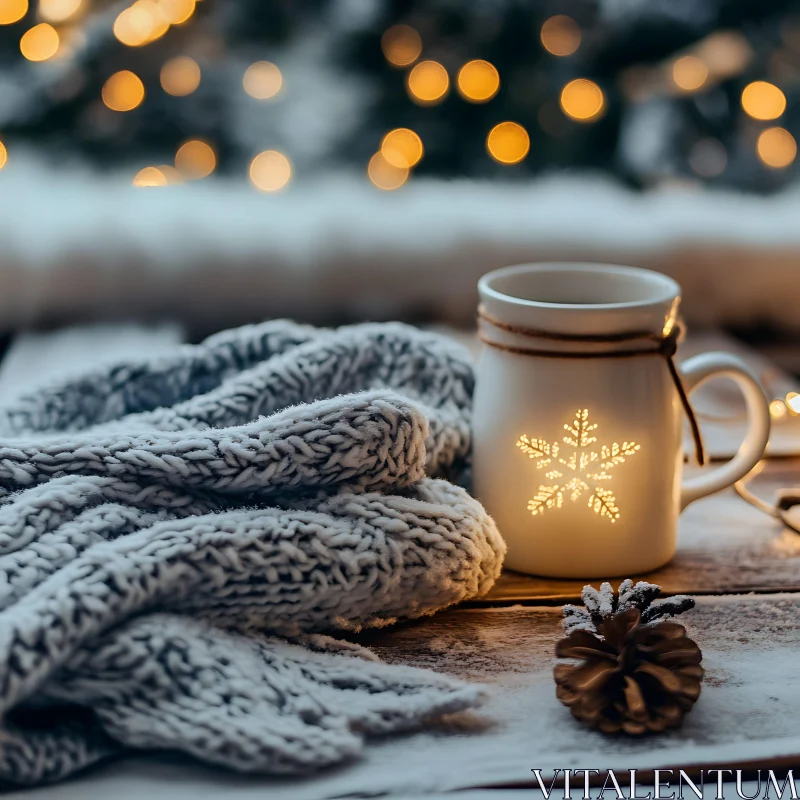 Winter Warmth with Snowflake Mug and Scarf