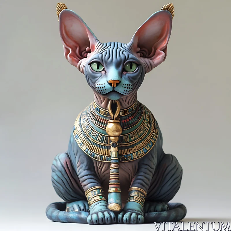 Regal Sphinx Cat Statue in Egyptian Style
