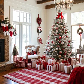 Festive Living Room with Christmas Decorations