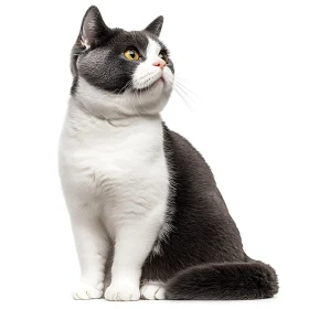 Graceful Cat with Golden Eyes and Two-Toned Fur