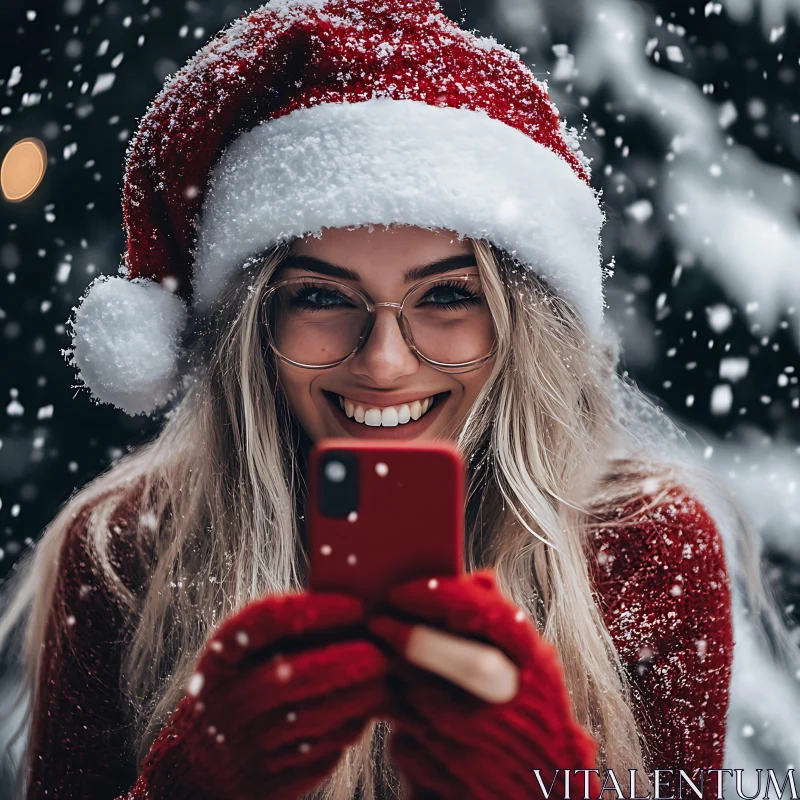 Festive Selfie amidst Winter Snowfall