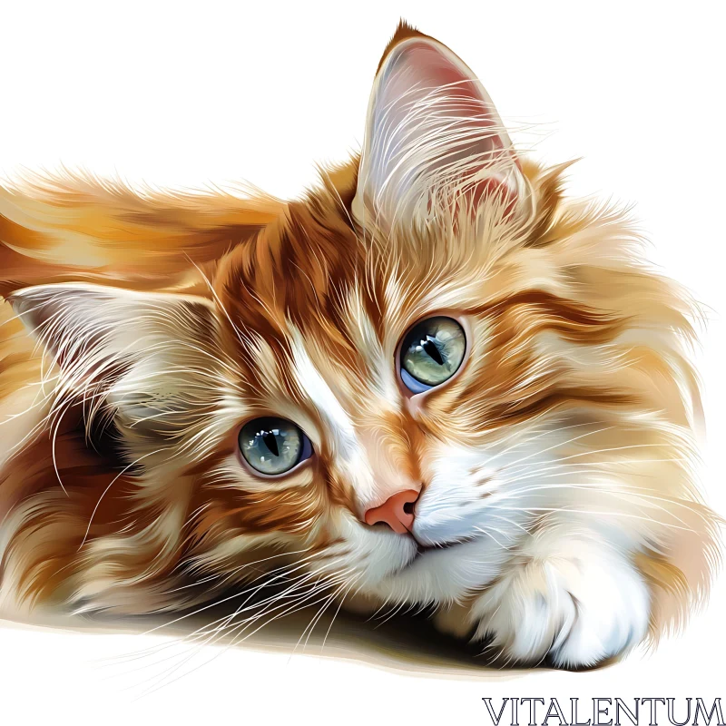 Ginger and White Cat with Blue-Green Eyes