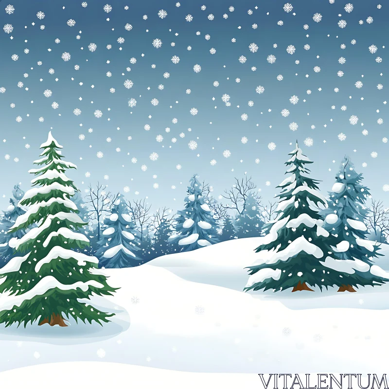 Peaceful Snowy Forest During Winter