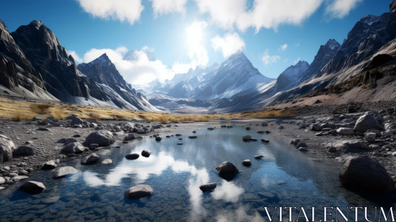 Breathtaking Mountain Landscape: Unreal Engine Render AI Image