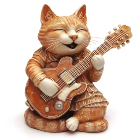 Cat Playing Electric Guitar Sculpture