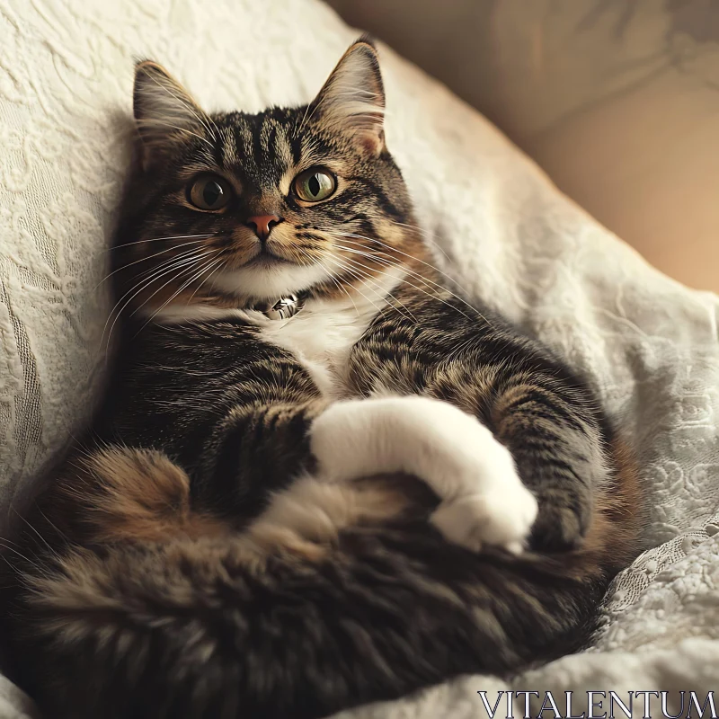Serene Tabby Cat Relaxing