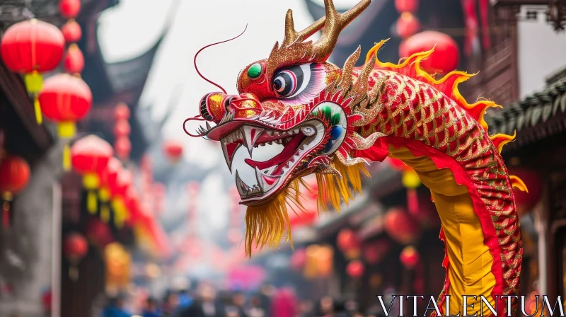 Chinese New Year Dragon Dance Celebration AI Image
