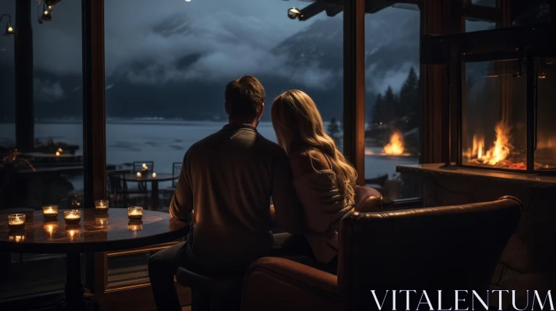 Romantic Dinner by the Lake - Atmospheric and Moody Landscape AI Image