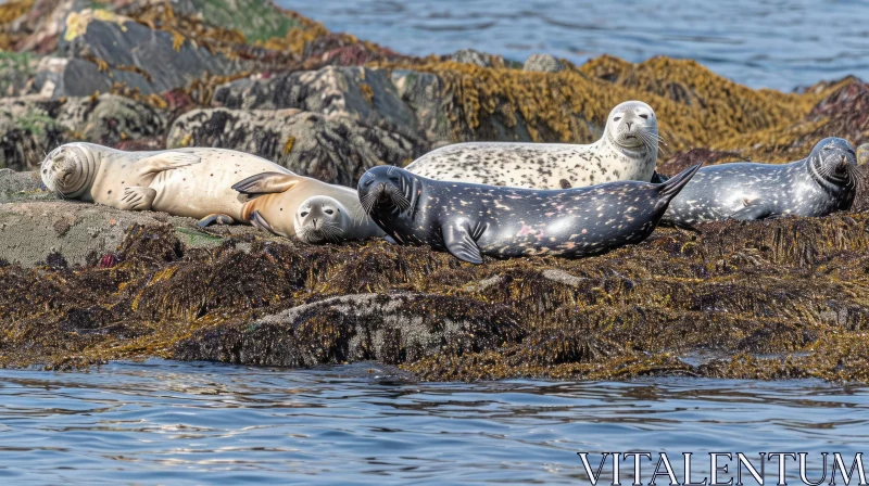 Seals on a Rock in the Ocean: A Captivating Wildlife Scene AI Image