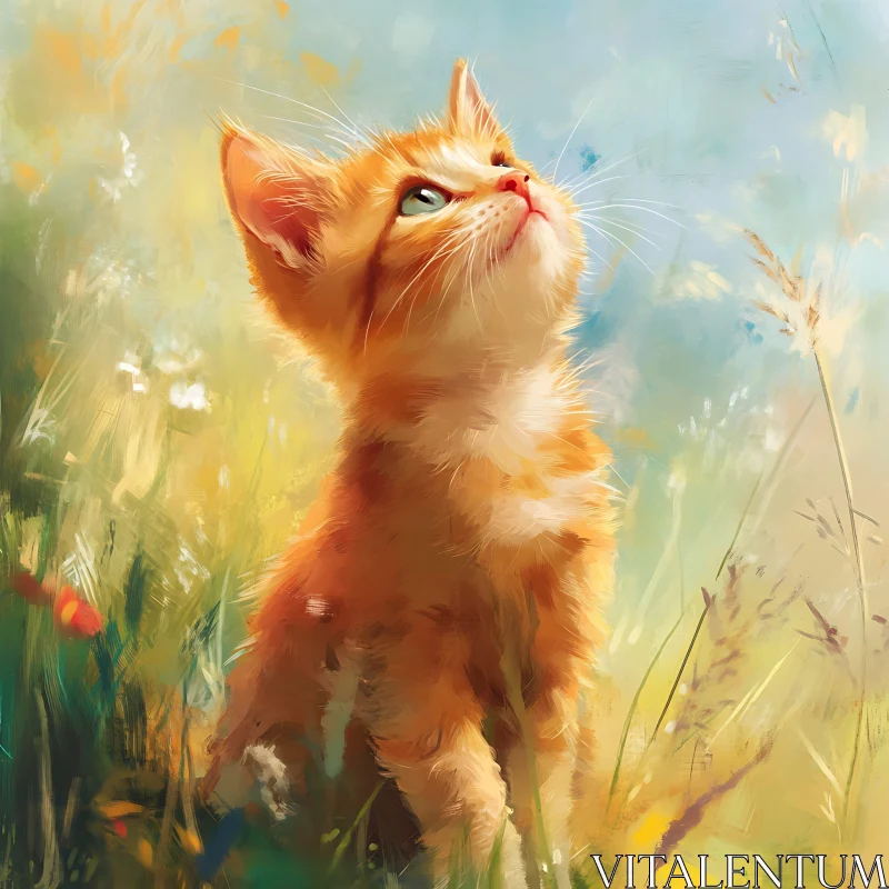 Adorable Kitten in Nature - Art AI Image