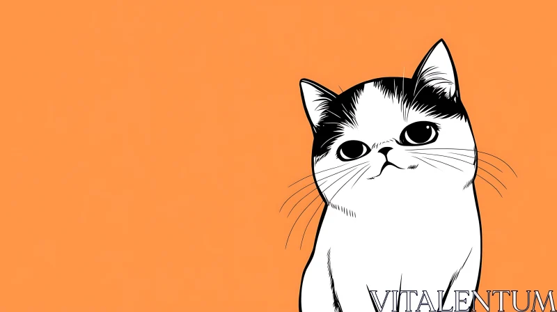 Adorable Cat Illustration in Minimalist Style AI Image