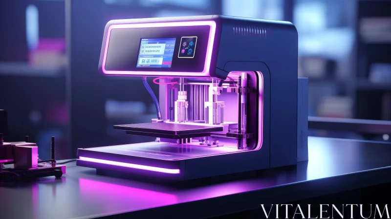 Cutting-Edge 3D Printer in Modern Laboratory Producing Purple Object AI Image